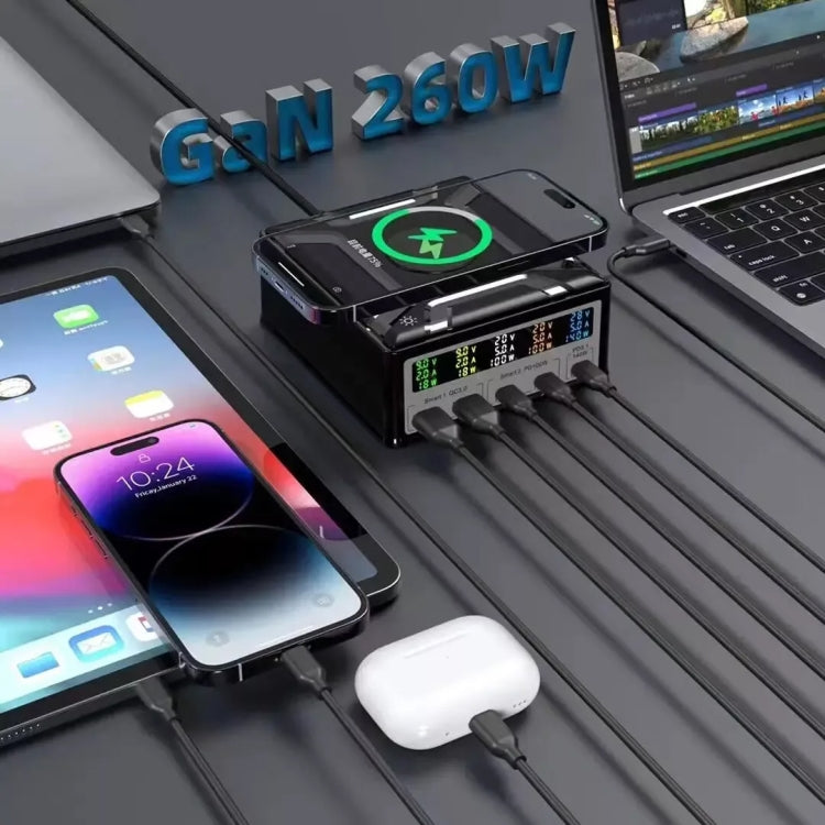 868D 6-In-1 260W High-Power Type-C+USB Multi Ports Charger Supports QI Wireless Charging(AU Plug) - free shipping - PMC Jewellery - Order now!