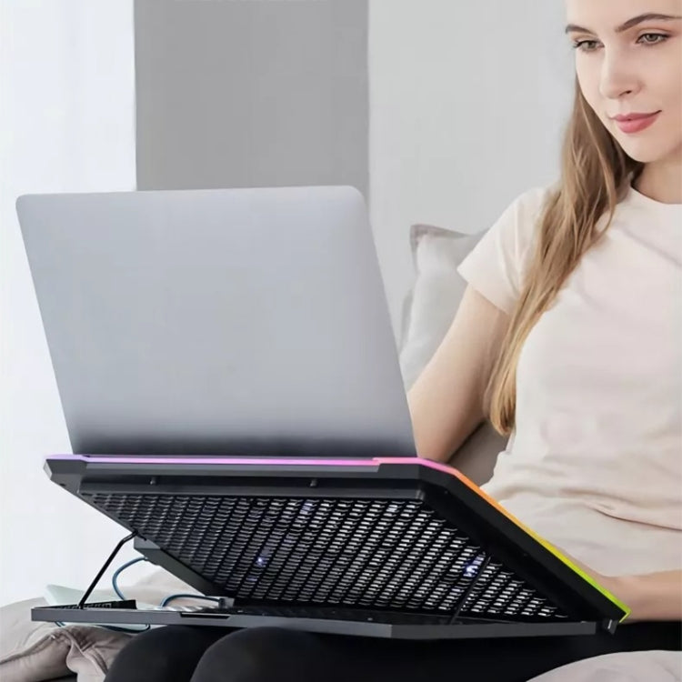 ICE COOREL K15C Smart Adjustable Laptop Radiator Base With RGB Lighting Effect, Color: 13 Fans - free shipping - PMC Jewellery - Order now!