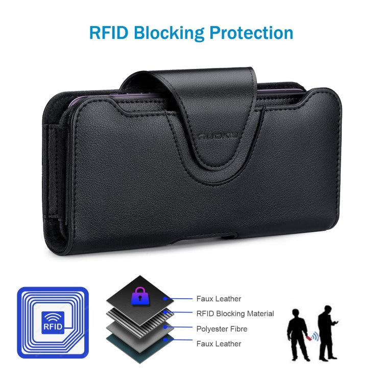 NUOKU 5.5-6.7 Inch Dual Phone Belt Clip Carrying Pouch Litchi Texture Leather Phone Case(Black) - free shipping - PMC TechLife - Order now!