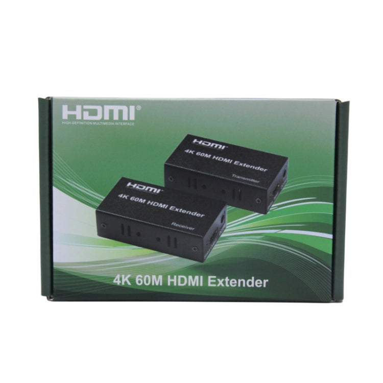 HDMI To RJ45 Single Ethernet Cable 60m Extender 4K HD Cable Signal Amplifier, Transmitter+Receiver EU Plug(Black) - free shipping - PMC Jewellery - Order now!