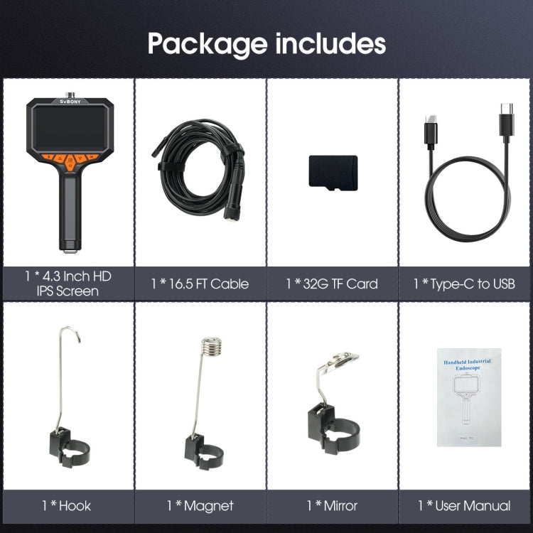 SVBONY SM501 Industrial Borescope 2 Megapixel HD 4.3-inch IP67 Waterproof Probe - free shipping - PMC Jewellery - Order now!