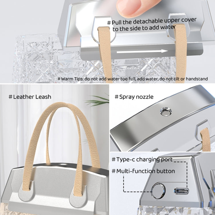 Desktop Small Crystal Bag Humidifier Aroma Ambient Lighting, Color: Blue Rechargeabl - free shipping - PMC TechLife - Order now!