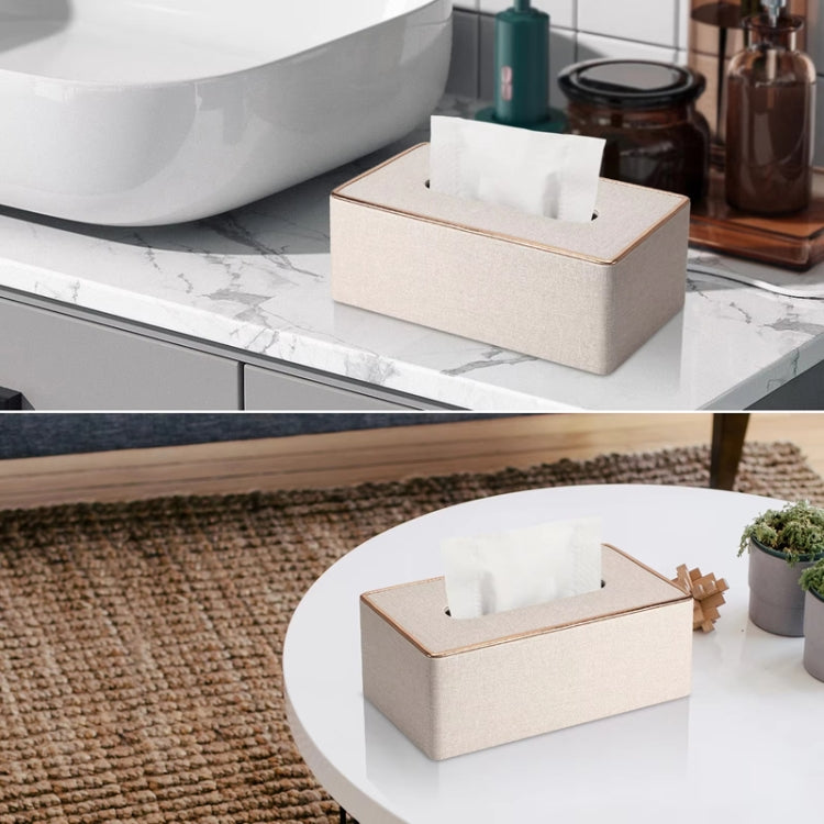 Home Decor Tissue Box Cover Desktop Gold Rim Faux Leather Napkin Holder Toilet Paper Storage Box, Size: Medium(Gray) - Storage Boxes by PMc TechLife | Online Shopping South Africa | PMc TechLife | Buy Now Pay Later Mobicred