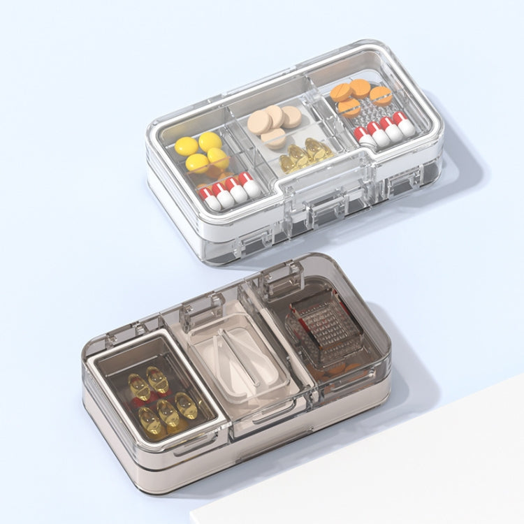 3 In 1 Double-layer Cutting and Grinding Medicine Box Travel Pill Organizer Case(Pink) - free shipping - PMC TechLife - Order now!