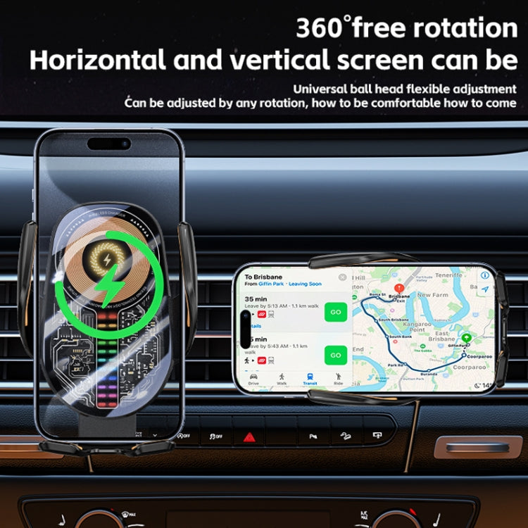 15W Car Sound Pickup Atmosphere Light Wireless Mobile Phone Charging Stand(Black) - Wireless Charger Holders by PMC TechLife | Online Shopping South Africa | PMC TechLife | Buy Now Pay Later Mobicred