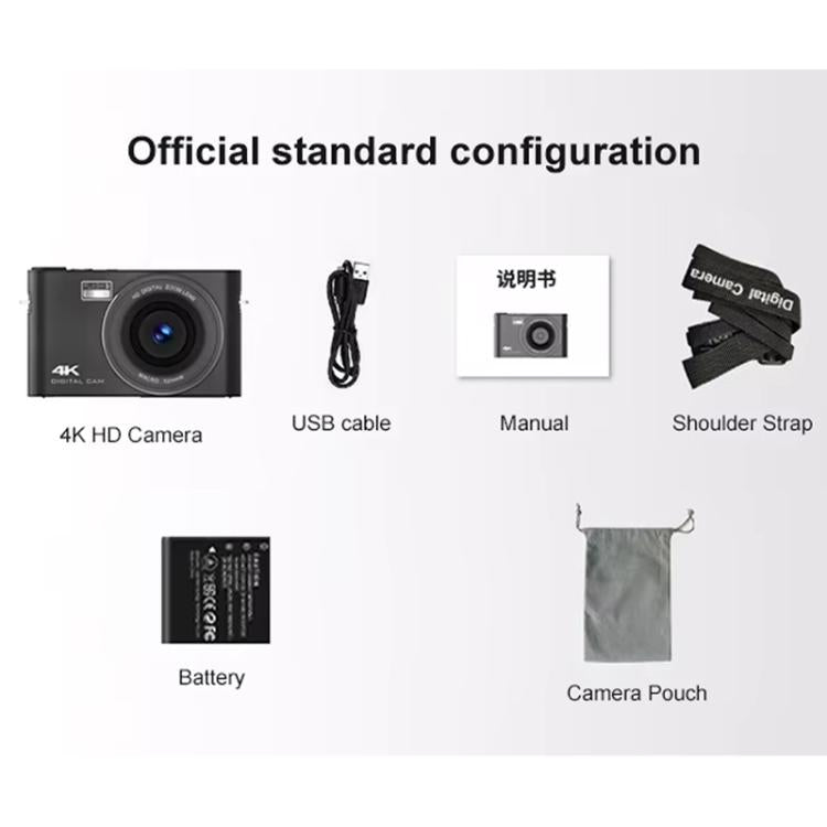 4K HD Touch Screen Digital Micro SLR Camera MP3 DSLR Camcorder 64MP Anti-Shake Vlogging Video Camera(Black) - Video Cameras by PMC TechLife | Online Shopping South Africa | PMC TechLife | Buy Now Pay Later Mobicred