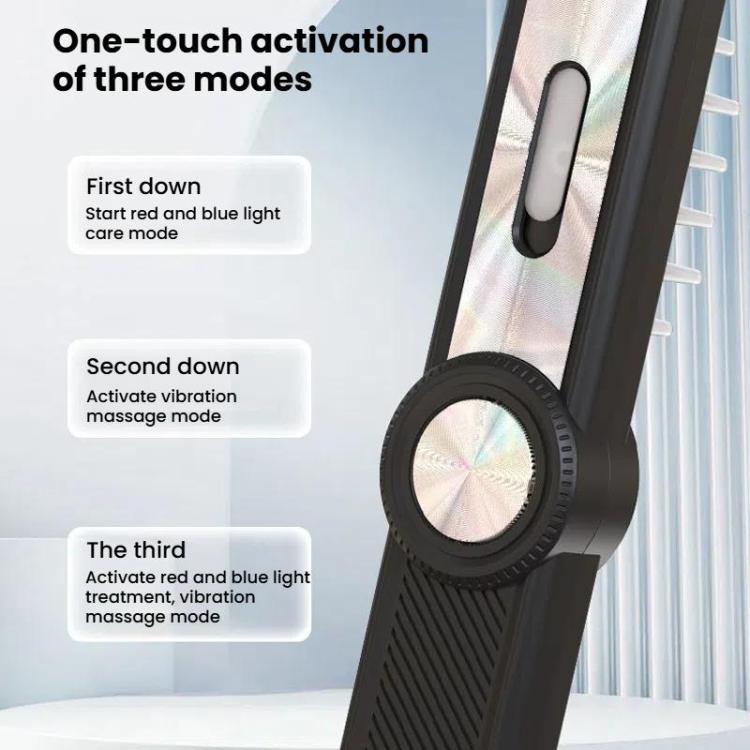 Hair Oil Applicator Roller Ball Red / Blue Light Electric Massage Comb Hair Regrowth Conductive Comb(Black) - free shipping - PMC TechLife - Order now!