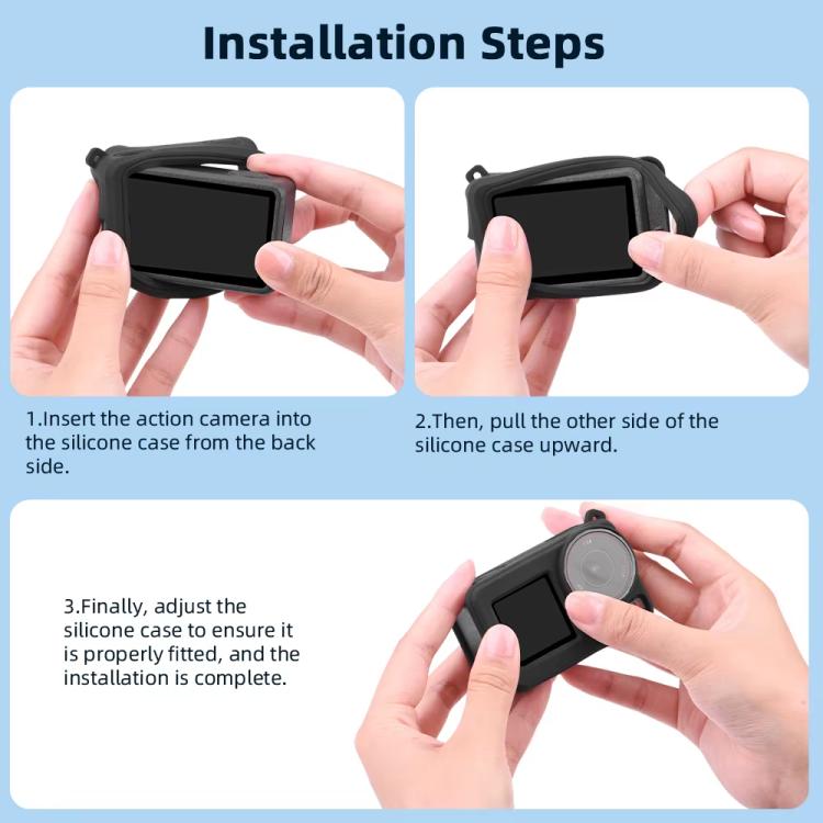 For DJI Osmo Action 3 / 4 / 5 Pro Flymile Silicone Cover Sport Camera Lens Drop Cases(Black) - free shipping - PMC TechLife - Order now!