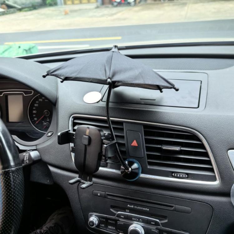Magnetic Phone Mini Sun Protection Umbrella Parasol Diameter 9.4 inch, Metal Hose 8.3 inch(Black) - Universal Car Holders by PMc TechLife | Online Shopping South Africa | PMc TechLife | Buy Now Pay Later Mobicred