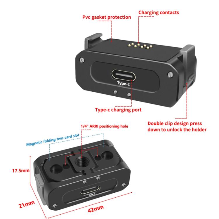 For DJI Osmo Action 2 Camera Magnetic Charging Base with 1/4 Inch & Arri Hole, Spec: Set C - free shipping - PMC TechLife - Order now!