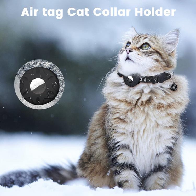 For AirTag Tracker Silicone Case Reflective Stars And Moon Cats Dogs Pet Collar With Bell(Purple) - free shipping - PMC TechLife - Order now!