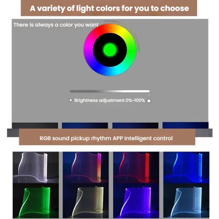 LED Light Guide Acrylic Ambient Desk Lamp Gaming Room Bedroom USB Pickups Rhythmic RGB Novelty Lamps(Music Rhythm Model) - Novelty Lighting by PMc TechLife | Online Shopping South Africa | PMc TechLife | Buy Now Pay Later Mobicred