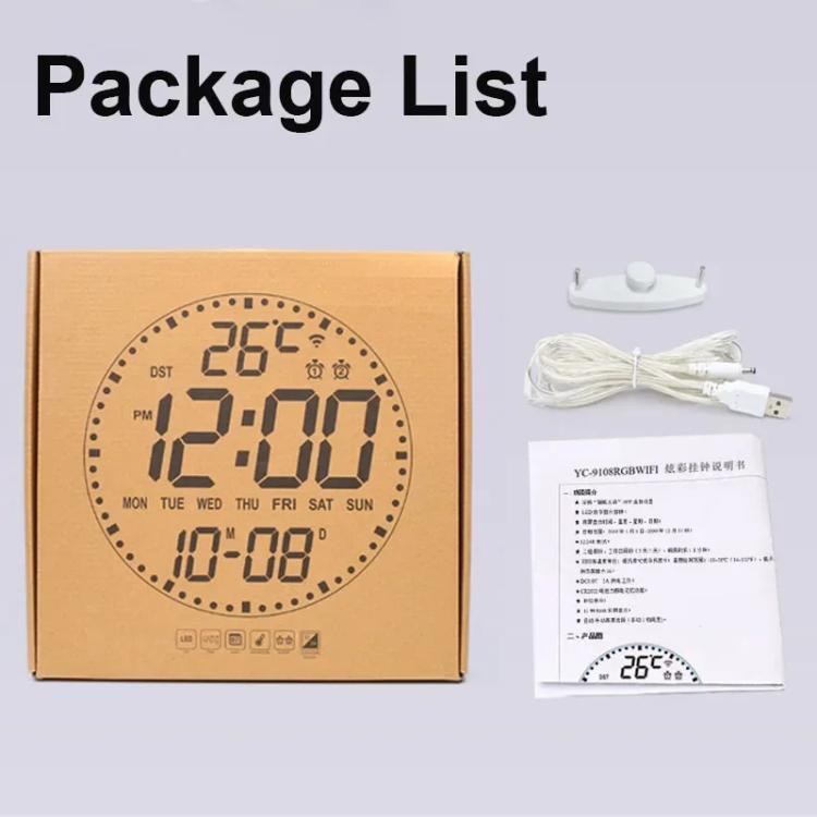 Wifi App Control LED Digital Wall Clock With RGB Light Multi-Functional Alarm Clock(White Shell Black Surface) - Wall Clock by PMc TechLife | Online Shopping South Africa | PMc TechLife | Buy Now Pay Later Mobicred