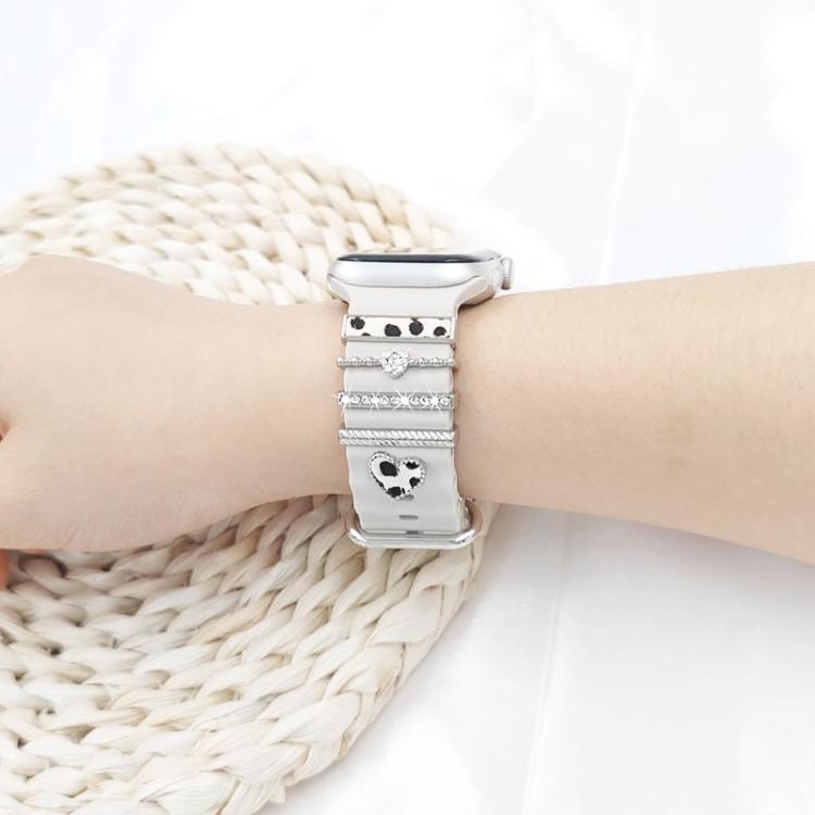 5pcs / Set 20mm Width Smart Watch Silicone Band Decorative Ring Metal Accessories, Style: Silver 2 - Watch Decorations by PMC TechLife | Online Shopping South Africa | PMC TechLife | Buy Now Pay Later Mobicred