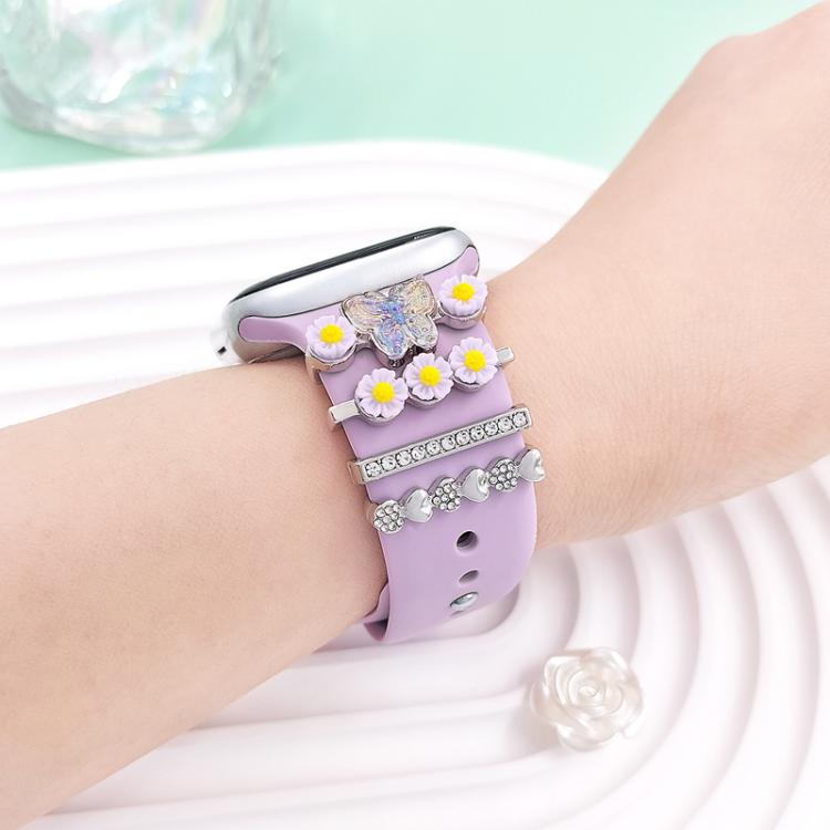 4pcs / Set 22mm Width Smart Watch Butterfly Flower Band Decorative Ring Metal Accessories, Style: 3 - Watch Decorations by PMC TechLife | Online Shopping South Africa | PMC TechLife | Buy Now Pay Later Mobicred
