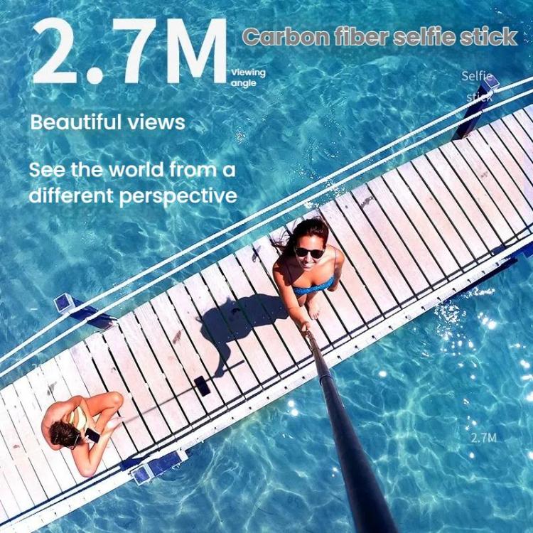 TELESIN Gen 2 2.7m Carbon Fiber Selfie Stick Sports Camera Extension Rod For GoPro HERO13 Black / Insta360(Black) - free shipping - PMC TechLife - Order now!