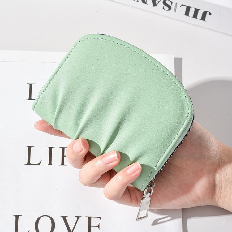 Women Wallet Pleated Sense PU Zipper Short Wallet Simple Solid Color Coin Purse(Beige) - free shipping - PMc TechLife - Order now!