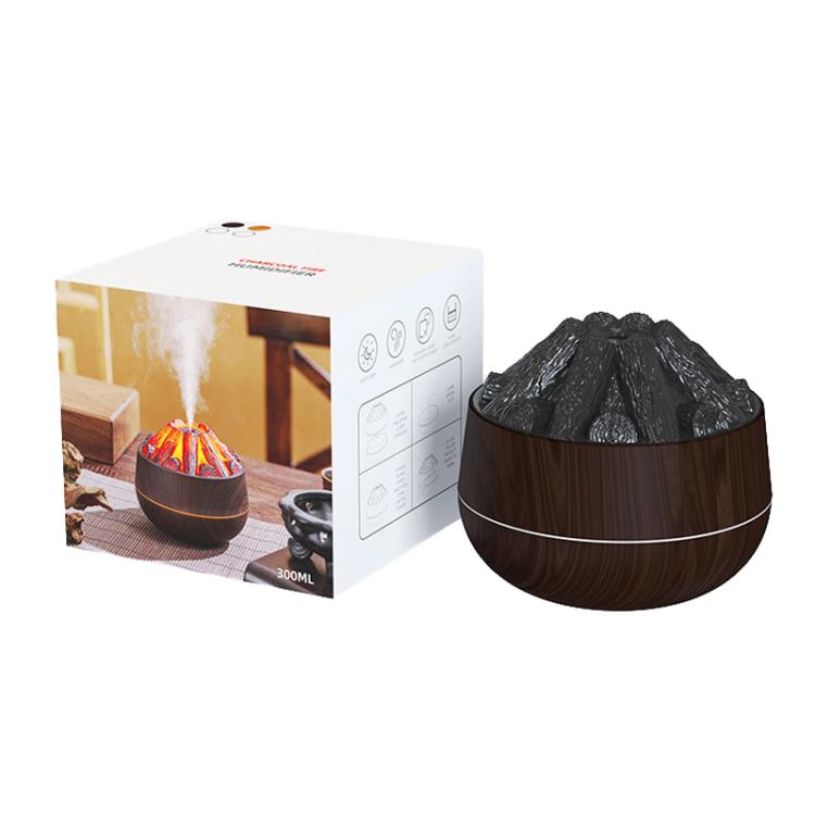 Simulated Charcoal Fire Ambient Night Light Humidifier USB Large Mist Flame Humidifier(Dark Wood Grain) - free shipping - PMC TechLife - Order now!