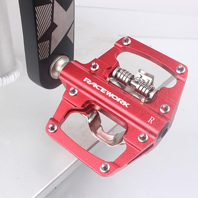 RACEWORK RK213 1pair Mountain Bike SPD + Flat Pedal Self-locking Dual-purpose Pedal(Red) - free shipping - PMc TechLife - Order now!