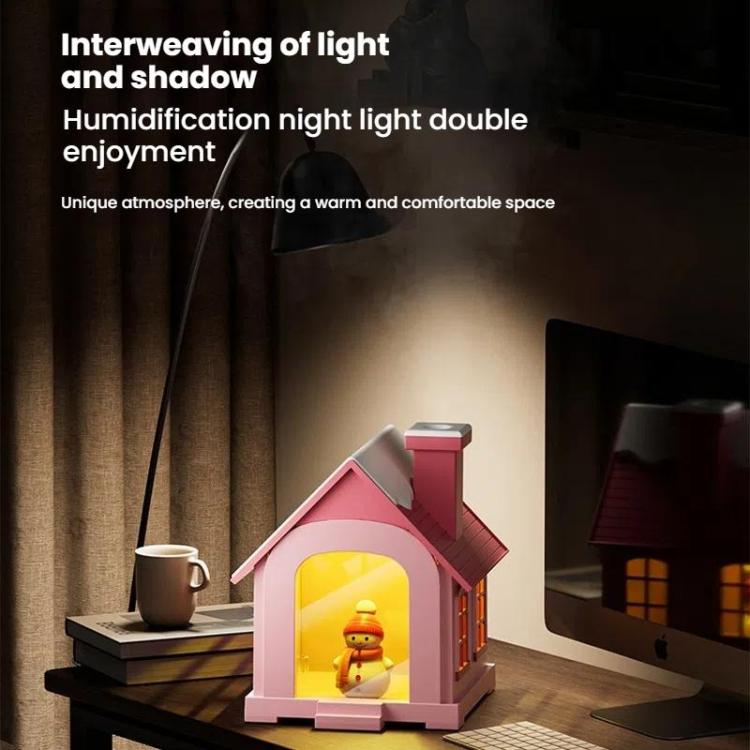 500ML Portable Mini Snow House Humidifier USB Desktop Snowman Colorful Ambient Light Air Humidifiers, Size: Rechargeable(Brown) - free shipping - PMC TechLife - Order now!