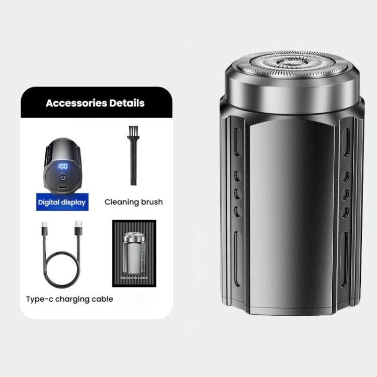 Portable Electric Shaver for Men with LCD Display ��� Travel-Friendly Mini Shaver, USB Type-C Fast Charging, Waterproof & Washable Design, Style: 6-blade Head Dark Metallic Gray - free shipping - PMC TechLife - Order now!