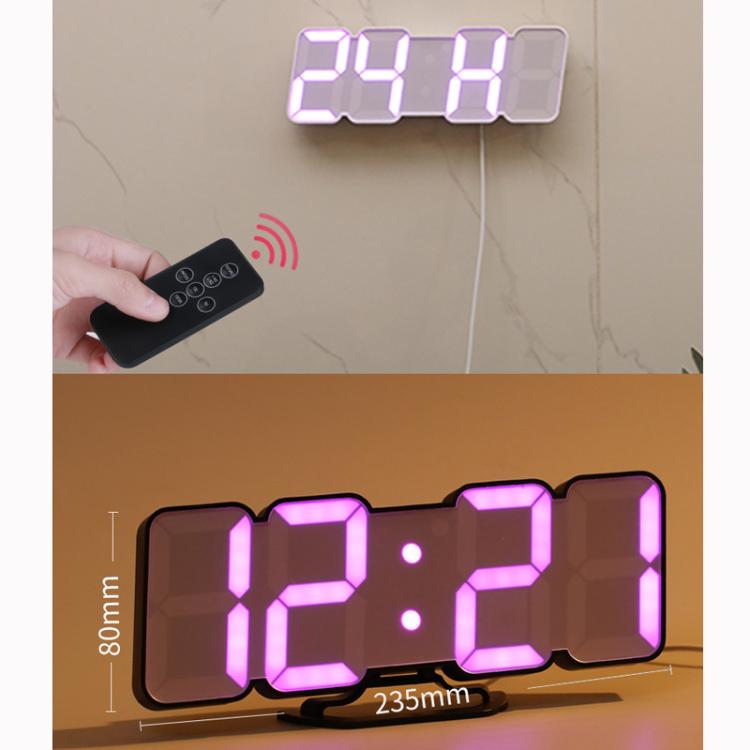 RGB Color Changing 3D Digital Clock With Voice Control, Adjustable Brightness, Temperature Display & Remote, Spec: Ordinary White - free shipping - PMC TechLife - Order now!