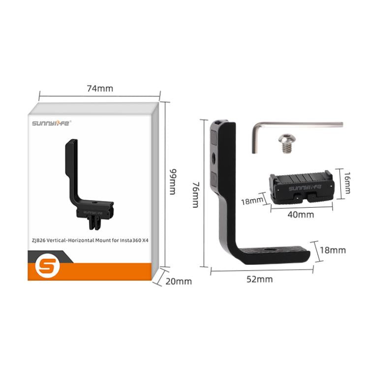 For Insta360 X5 / X4 Sunnylife X4-ZJ826 L-shape Conversion Bracket Magnetic Adaptor Expansion Accessory(Black) - free shipping - PMC TechLife - Order now!