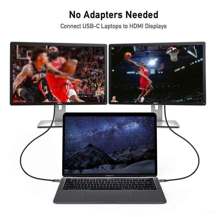 QGeeM USB-C/Type-C To HDMI Cable 4K 30Hz For Screen Mirroring & Extended Display, Cable Length: 1.8m - free shipping - PMC TechLife - Order now!