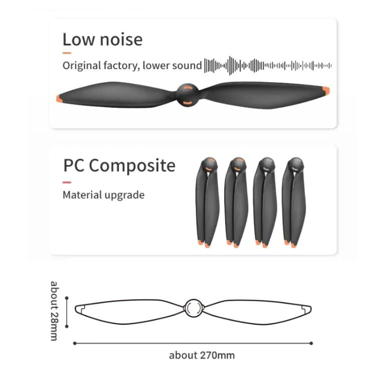 For DJI Mavic 4 Pro Drone RCSTQ Low-Noise Quick-Release Propellers Replacement Blades(Black Orange) - free shipping - PMC TechLife - Order now!