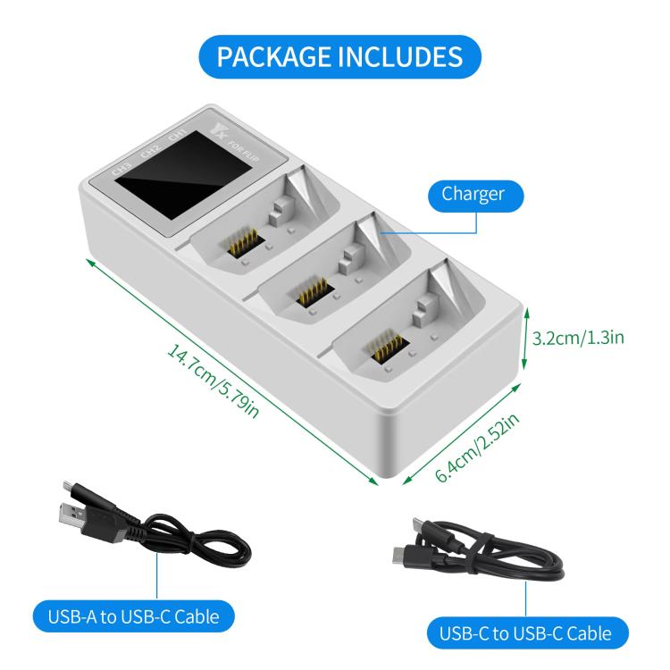 For DJI Flip Drone YX 3-Channel Battery Charger with Color LCD Screen Smart Charging Hub - free shipping - PMC TechLife - Order now!