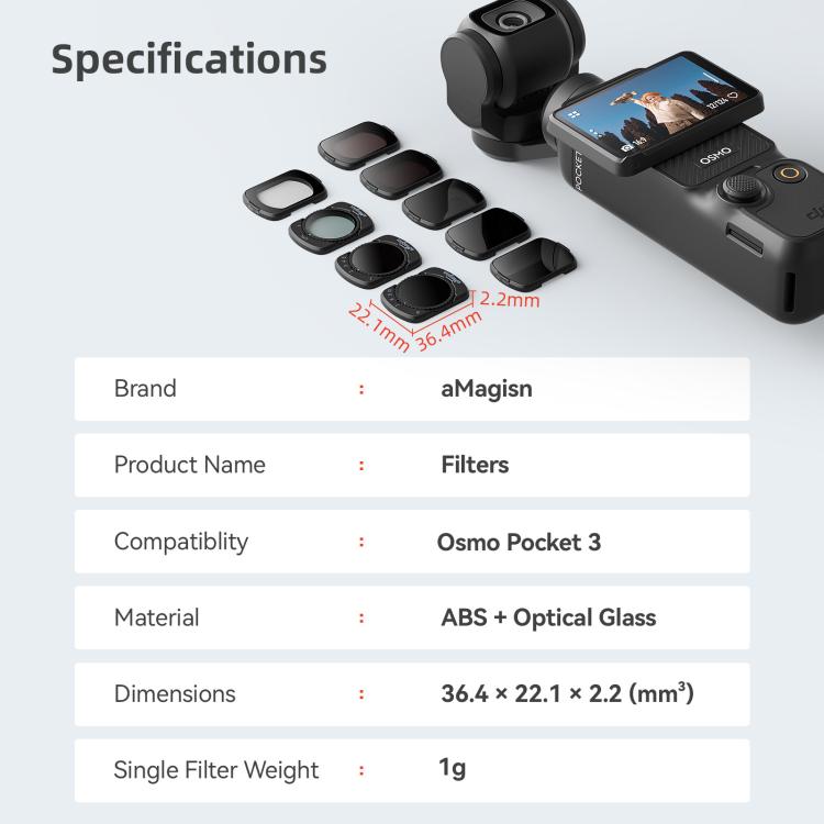 For DJI Osmo Pocket 3 aMagisn Adjustable Magnetic Filter Camera Lens Filters ND 6 To 10 Gear - free shipping - PMC TechLife - Order now!