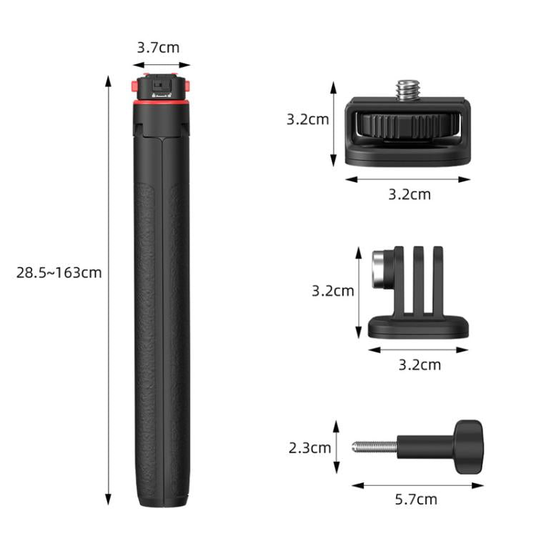 Flymile 1.63m Magnetic Quick-Release Tripod Selfie Stick for Action Cameras for Vlogging, Outdoor Sports(Black) - free shipping - PMC TechLife - Order now!