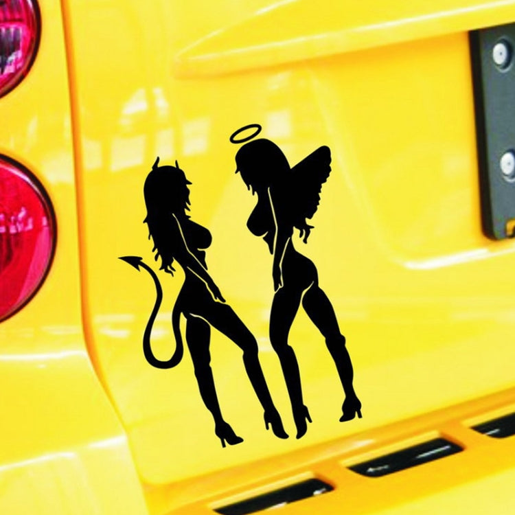 10 PCS QYPF ANGEL DEVIL Sexy Girl Car Sticker Car Styling Decal, Size: 18x14cm(Black) - Decorative Sticker by PMC TechLife | Online Shopping South Africa | PMC TechLife | Buy Now Pay Later Mobicred