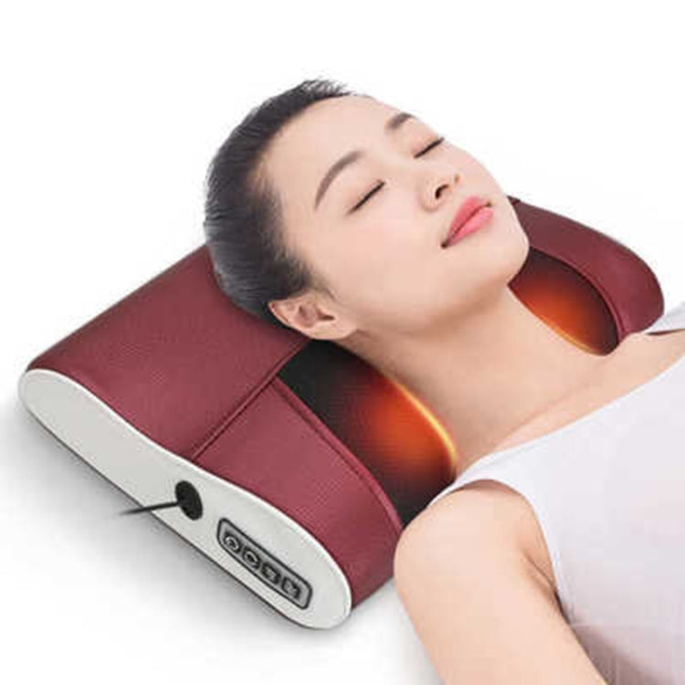 Cervical Spine Massage Pillow Neck Waist Back Multifunctional Electric Massage Cushion, Plug Type:UK Plug(Red White) - free shipping - PMC TechLife - Order now!