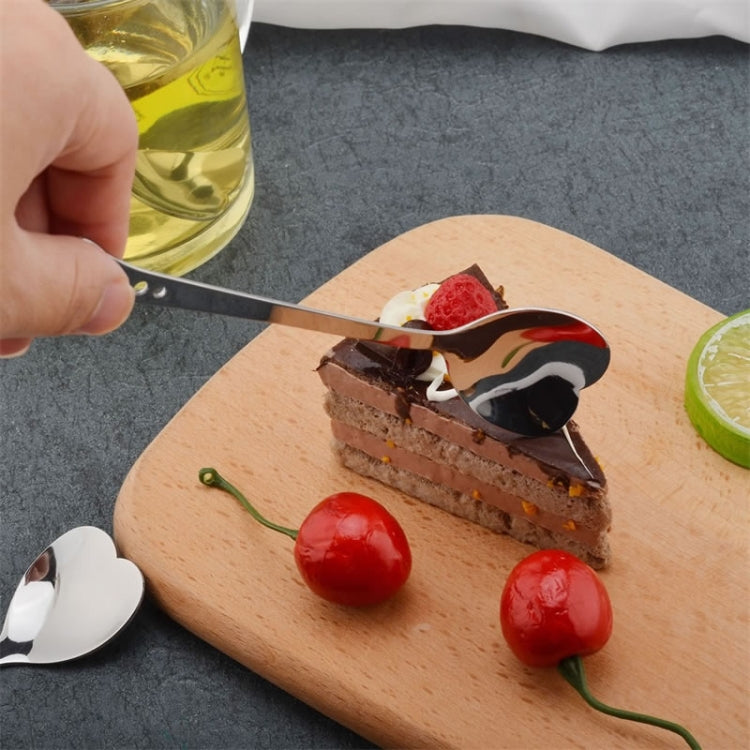 2 PCS Stainless Steel Spoon Portable Metal Coffee Teaspoon Creative Love Heart Shaped Wedding Party Gift Dinnerware, Color:Rose Gold Porous Love - free shipping - PMC TechLife - Order now!