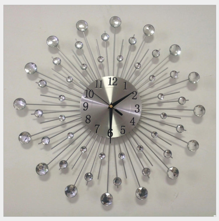 Creative Wall Clock Crystal Silver Wrought Iron Wall Clock Personality Art Decoration Living Room Bedroom Clock - Wall Clock by PMC TechLife | Online Shopping South Africa | PMC TechLife