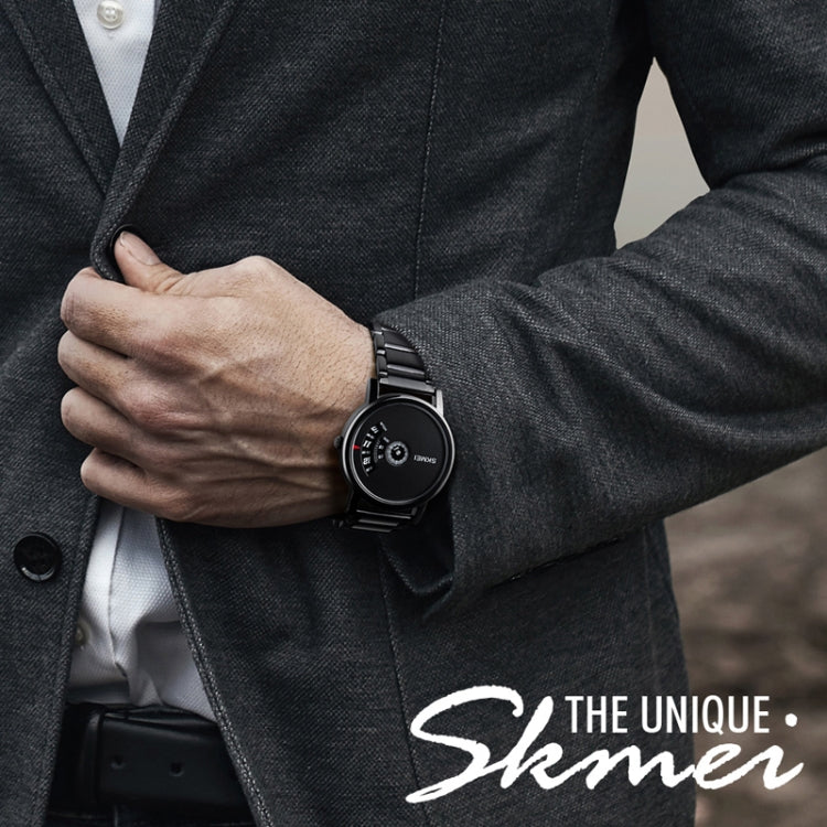 SKMEI 1260 Fashion Creative Pointer 30m Waterproof Quartz Wrist Watch with Stainless Steel Watchband(Jet Black) - free shipping - PMC TechLife - Order now!
