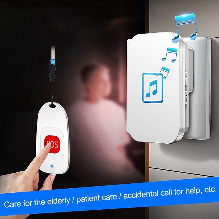 CACAZI C86 Wireless SOS Pager Doorbell Old man Child Emergency Alarm Remote Call Bell, US Plug(Black) - Wireless Doorbell by CACAZI | Online Shopping South Africa | PMC TechLife | Buy Now Pay Later Mobicred