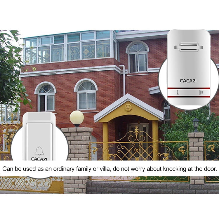 CACAZI V027G One Button One Receivers Self-Powered Wireless Home Kinetic Electronic Doorbell, EU Plug - free shipping - PMC TechLife - Order now!