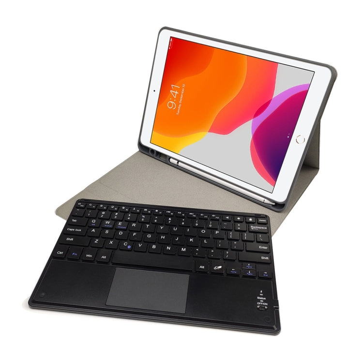 RK109C Detachable Magnetic Plastic Bluetooth Keyboard with Touchpad + Silk Pattern TPU Tablet Case for iPad Air 2020, with Pen Slot & Bracket(Blue) - For iPad Air by PMC TechLife | Online Shopping South Africa | PMC TechLife
