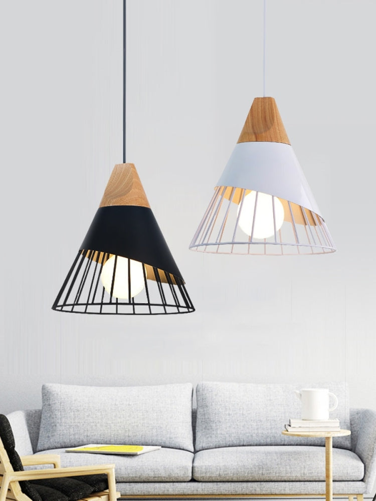 E27 Modern Lighting Iron Solid Wood Pendant Light Hanging Lamp(White) - free shipping - PMc TechLife - Order now!