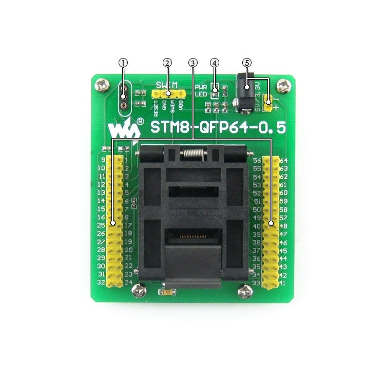 Waveshare STM8-QFP64-0.5, Programmer Adapter - MCU Tools by Waveshare | Online Shopping South Africa | PMC TechLife | Buy Now Pay Later Mobicred