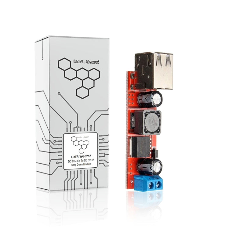 LDTR-WG0257 Dual USB 9V/12V/24V/36V to 5V Converter DC-DC 3A Step Down Power Module (Red) - Other Accessories by PMC TechLife | Online Shopping South Africa | PMC TechLife | Buy Now Pay Later Mobicred
