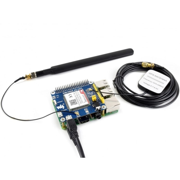 Waveshare 4G / 3G / 2G / GSM / GPRS / GNSS HAT for Raspberry Pi, LTE CAT4, for Southeast Asia, West Asia, Europe, Africa - free shipping - PMC TechLife - Order now!