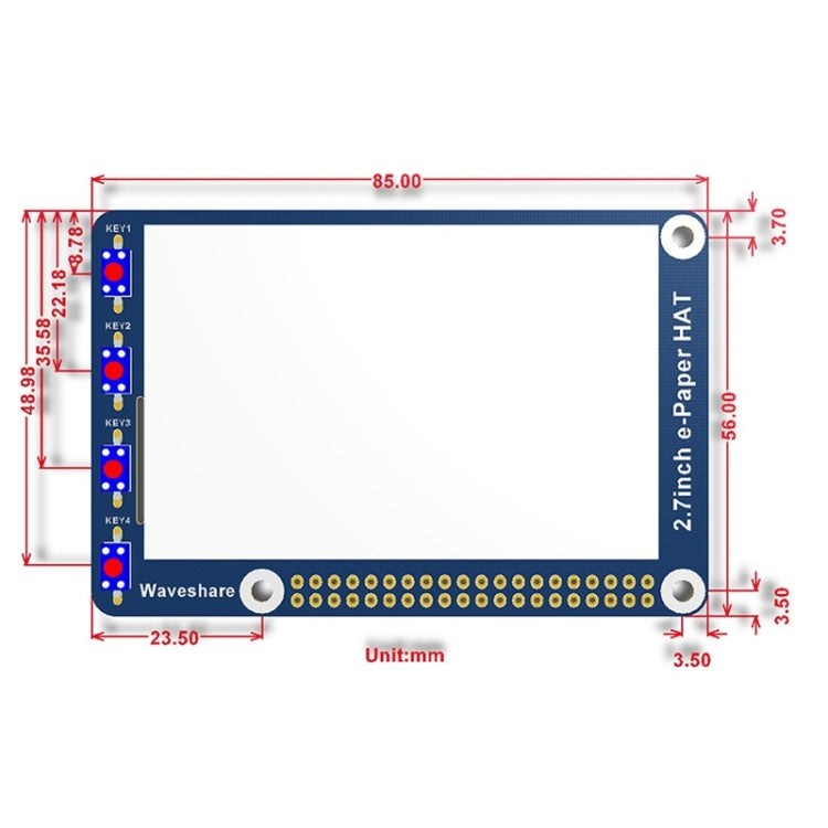 Waveshare 2.7 inch 264x176E-Ink Display HAT for Raspberry Pi, SPI Interface - Modules Expansions Accessories by Waveshare | Online Shopping South Africa | PMC TechLife | Buy Now Pay Later Mobicred