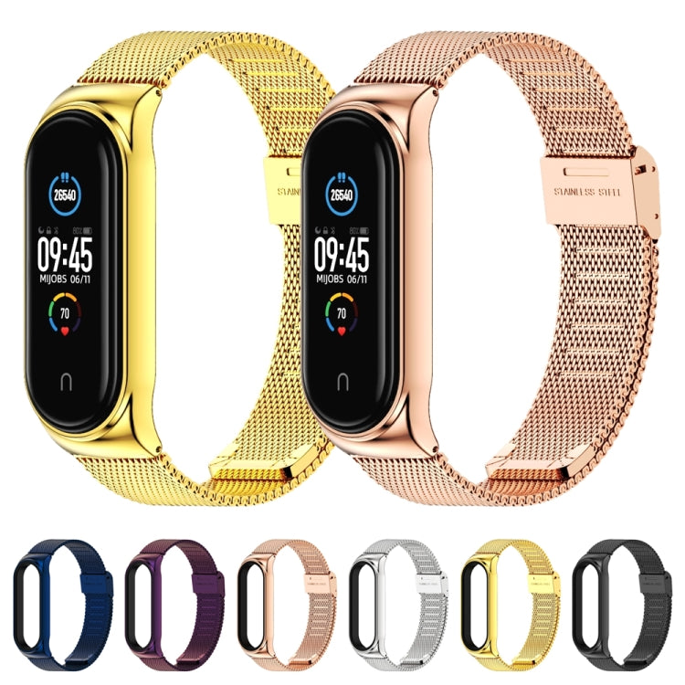 Mijobs Milan CS Screwless Buckle Metal Watch Band Case for Xiaomi Mi Band 3 & 4 & 5 & 6, Host not Included(Blue) - Watch Bands by MIJOBS | Online Shopping South Africa | PMC TechLife | Buy Now Pay Later Mobicred