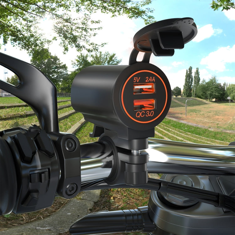ZH-723F4 Car / Motorcycle QC3.0 Cell Phone Fast Charging Dual USB Car Charger(Orange Light) - DIY Modified Charger by PMC TechLife | Online Shopping South Africa | PMC TechLife