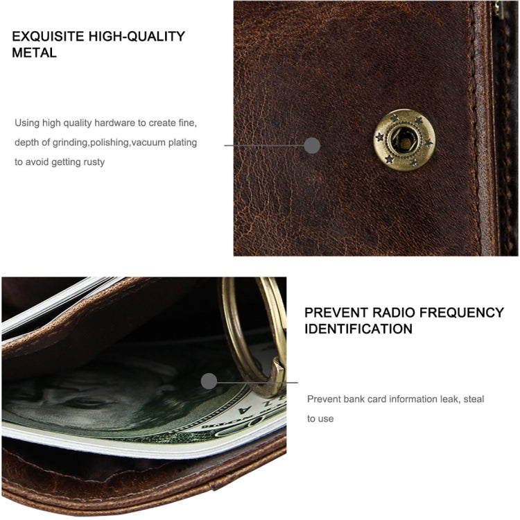 8231 Antimagnetic RFID Men Fashion Crazy Horse Textyure Genuine Leather Wallet Card Bag(Coffee) - Antimagnetic RFID Package by PMC TechLife | Online Shopping South Africa | PMC TechLife | Buy Now Pay Later Mobicred