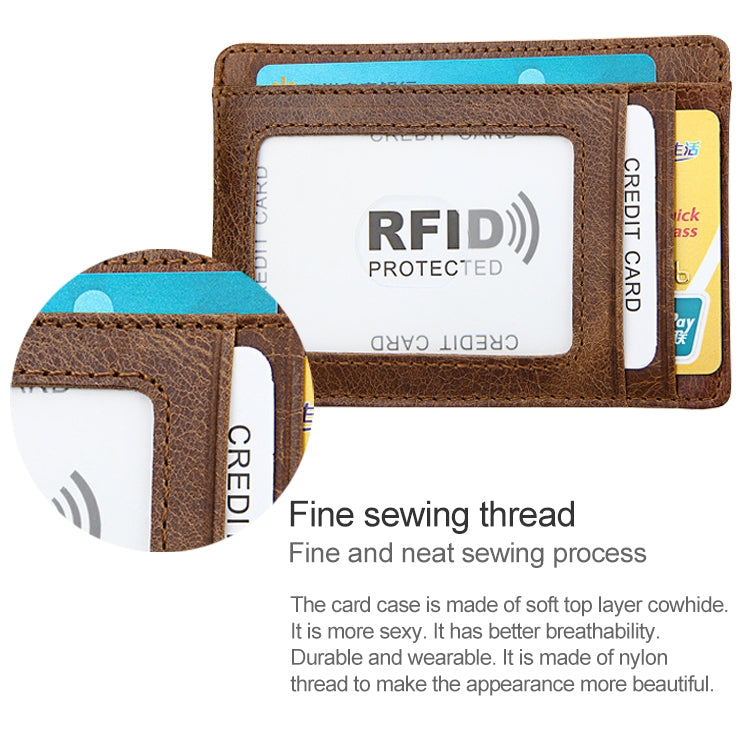 KB80 Antimagnetic RFID Crazy Horse Texture Oil Wax Leather Card Holder Wallet Billfold for Men and Women (Blue) - Antimagnetic RFID Package by PMC TechLife | Online Shopping South Africa | PMC TechLife | Buy Now Pay Later Mobicred