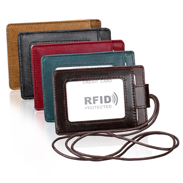 KB153 Antimagnetic RFID Leather Card Holder ID Card Badge with Lanyard(Coffee) - Antimagnetic RFID Package by PMC TechLife | Online Shopping South Africa | PMC TechLife | Buy Now Pay Later Mobicred